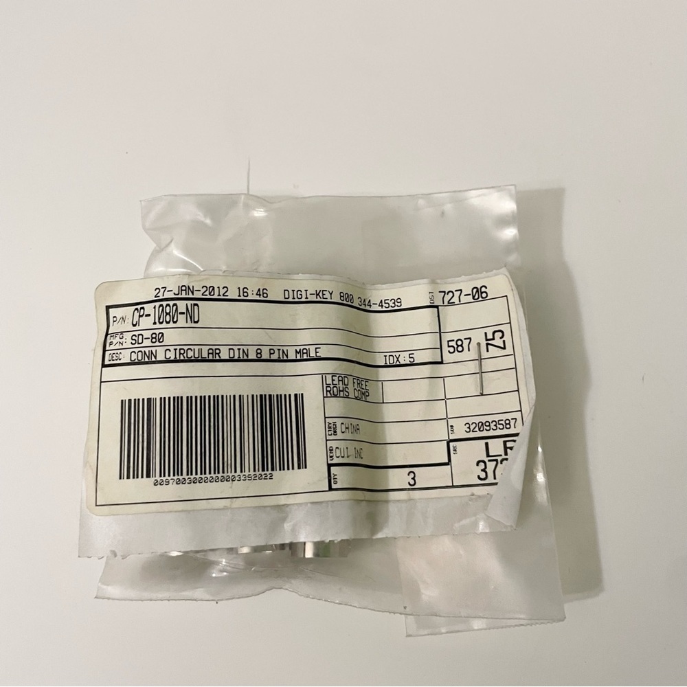 3-Pack NOS 8-Pin Male Circular DIN Solder Connectors | CUI SD-80